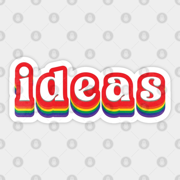 Ideas - Retro Rainbow Typography Sticker by Whimsical Thinker